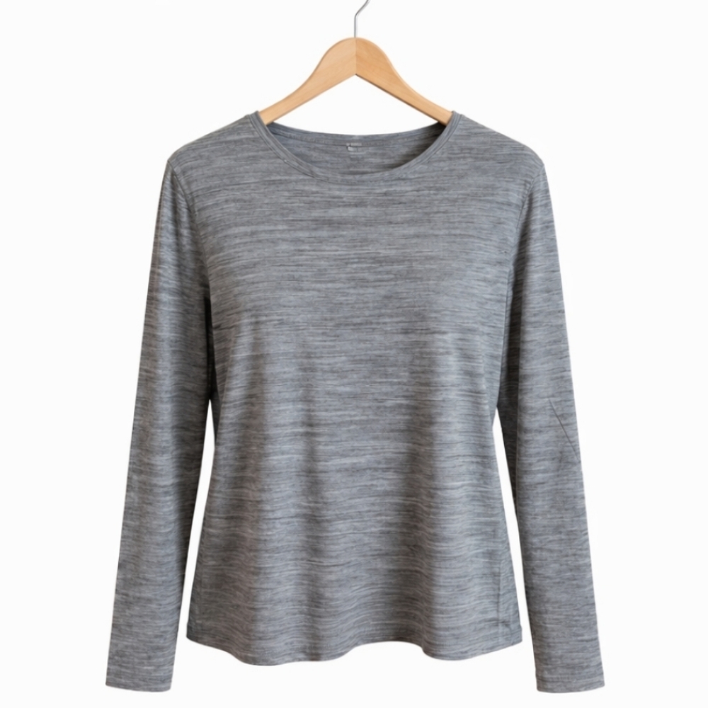 Athletic Gray Stretchy Comfy Long Sleeve Tee Sz Lg